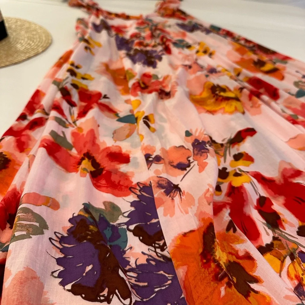 H&M Floral Flounce Trim Ruffle Midi Dress - Picture 15 of 16